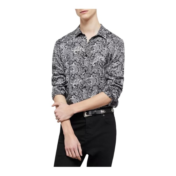 The Kooples Lace Paisley Print Button Down Shirt, Size Large Long Sleeves NWT - Picture 1 of 9